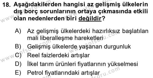 Uluslararası Ticaret Dersi 2018 - 2019 Yılı (Vize) Ara Sınavı 18. Soru