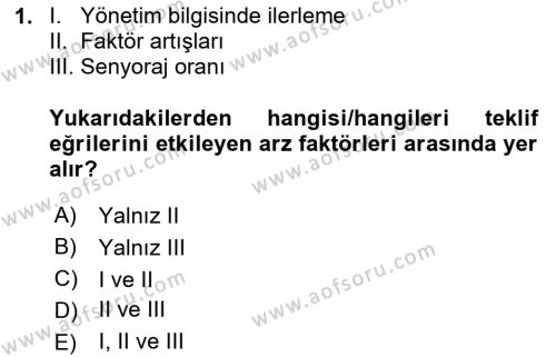 Uluslararası Ticaret Dersi 2020 - 2021 Yılı Yaz Okulu Sınavı 1. Soru