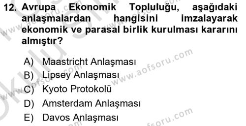 Uluslararası Ticaret Dersi 2020 - 2021 Yılı Yaz Okulu Sınavı 12. Soru