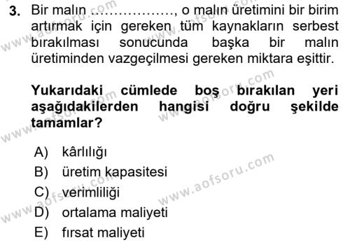 Uluslararası Ticaret Dersi 2020 - 2021 Yılı Yaz Okulu Sınavı 3. Soru