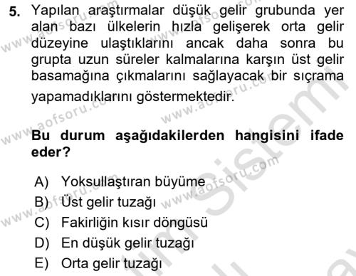 Uluslararası Ticaret Dersi 2021 - 2022 Yılı (Final) Dönem Sonu Sınavı 5. Soru