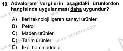 Uluslararası Ticaret Dersi 2023 - 2024 Yılı (Vize) Ara Sınavı 10. Soru