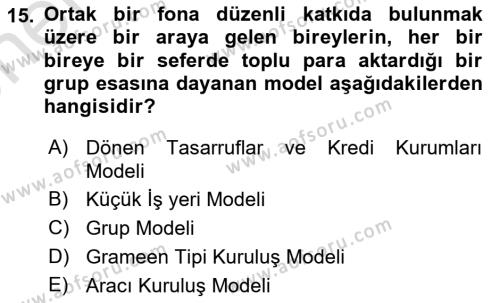 Dış Ticarette Girişimcilik Dersi 2021 - 2022 Yılı (Vize) Ara Sınavı 15. Soru