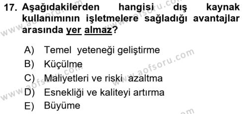 Dış Ticarette Girişimcilik Dersi 2021 - 2022 Yılı (Vize) Ara Sınavı 17. Soru