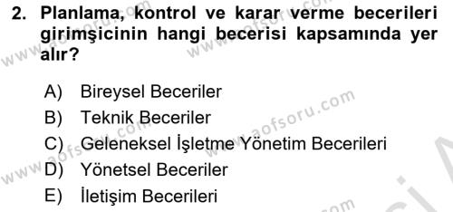 Dış Ticarette Girişimcilik Dersi 2021 - 2022 Yılı (Vize) Ara Sınavı 2. Soru