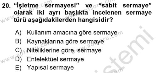 Dış Ticarette Girişimcilik Dersi 2021 - 2022 Yılı (Vize) Ara Sınavı 20. Soru