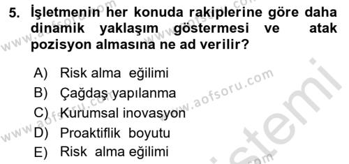 Dış Ticarette Girişimcilik Dersi 2021 - 2022 Yılı (Final) Dönem Sonu Sınavı 5. Soru