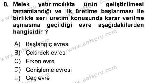 Dış Ticarette Girişimcilik Dersi 2021 - 2022 Yılı (Final) Dönem Sonu Sınavı 8. Soru