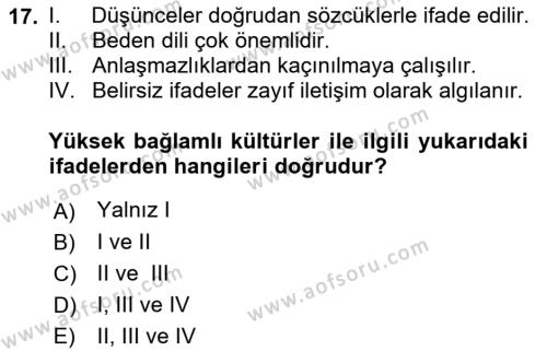 Dış Ticarette Girişimcilik Dersi 2021 - 2022 Yılı Yaz Okulu Sınavı 17. Soru