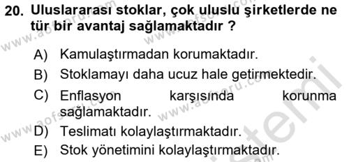 Dış Ticarette Girişimcilik Dersi 2021 - 2022 Yılı Yaz Okulu Sınavı 20. Soru