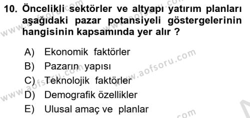 Dış Ticarette Girişimcilik Dersi 2022 - 2023 Yılı Yaz Okulu Sınavı 10. Soru