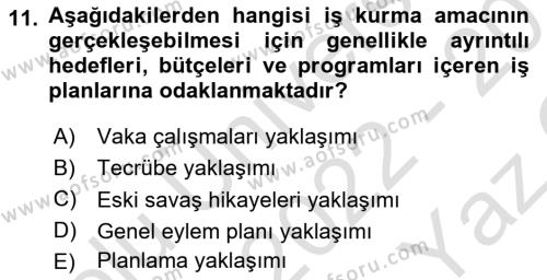 Dış Ticarette Girişimcilik Dersi 2022 - 2023 Yılı Yaz Okulu Sınavı 11. Soru