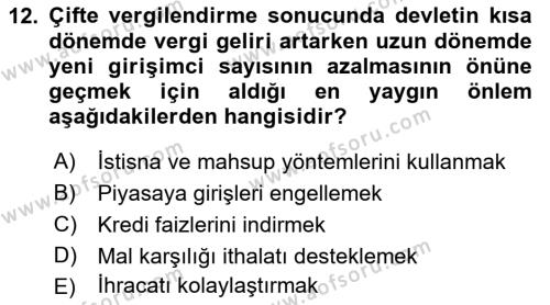 Dış Ticarette Girişimcilik Dersi 2022 - 2023 Yılı Yaz Okulu Sınavı 12. Soru