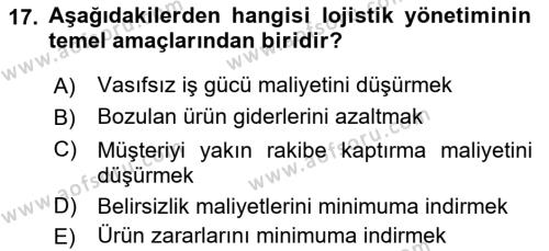 Dış Ticarette Girişimcilik Dersi 2022 - 2023 Yılı Yaz Okulu Sınavı 17. Soru