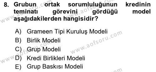 Dış Ticarette Girişimcilik Dersi 2022 - 2023 Yılı Yaz Okulu Sınavı 8. Soru