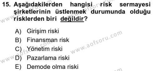 Dış Ticarette Girişimcilik Dersi 2023 - 2024 Yılı (Vize) Ara Sınavı 15. Soru