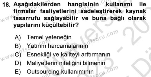 Dış Ticarette Girişimcilik Dersi 2023 - 2024 Yılı (Vize) Ara Sınavı 18. Soru