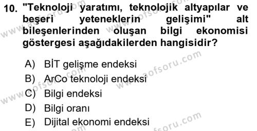 Dış Ticarette Bilgisayar Uygulamaları Dersi 2017 - 2018 Yılı (Vize) Ara Sınavı 10. Soru