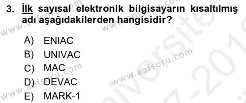 Dış Ticarette Bilgisayar Uygulamaları Dersi 2017 - 2018 Yılı (Vize) Ara Sınavı 3. Soru