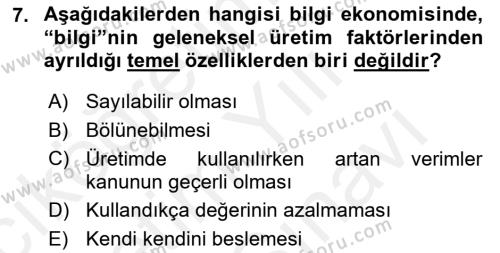 Dış Ticarette Bilgisayar Uygulamaları Dersi 2017 - 2018 Yılı (Vize) Ara Sınavı 7. Soru