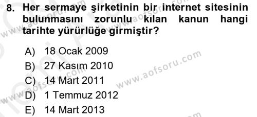 Dış Ticarette Bilgisayar Uygulamaları Dersi 2017 - 2018 Yılı (Vize) Ara Sınavı 8. Soru