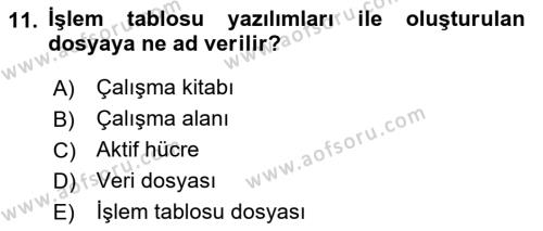 Dış Ticarette Bilgisayar Uygulamaları Dersi 2021 - 2022 Yılı (Vize) Ara Sınavı 11. Soru