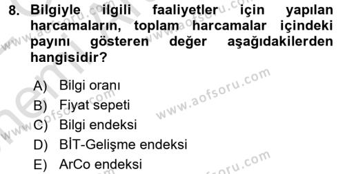 Dış Ticarette Bilgisayar Uygulamaları Dersi 2021 - 2022 Yılı (Vize) Ara Sınavı 8. Soru