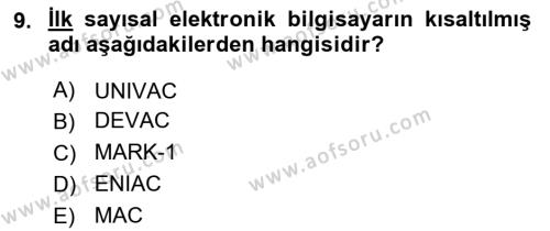 Dış Ticarette Bilgisayar Uygulamaları Dersi 2021 - 2022 Yılı (Vize) Ara Sınavı 9. Soru