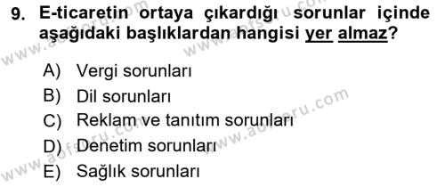 Dış Ticarette Bilgisayar Uygulamaları Dersi 2023 - 2024 Yılı (Vize) Ara Sınavı 9. Soru