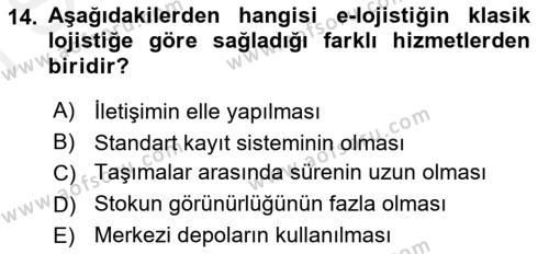 Elektronik Ticaret Dersi 2018 - 2019 Yılı (Final) Dönem Sonu Sınavı 14. Soru