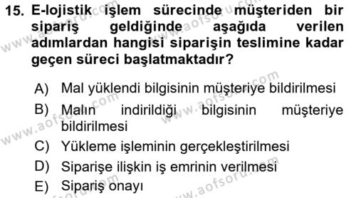 Elektronik Ticaret Dersi 2018 - 2019 Yılı (Final) Dönem Sonu Sınavı 15. Soru