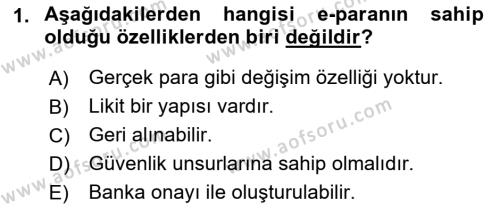 Elektronik Ticaret Dersi 2021 - 2022 Yılı (Final) Dönem Sonu Sınavı 1. Soru