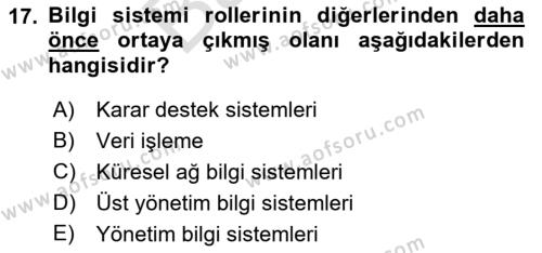 Elektronik Ticaret Dersi 2021 - 2022 Yılı (Final) Dönem Sonu Sınavı 17. Soru