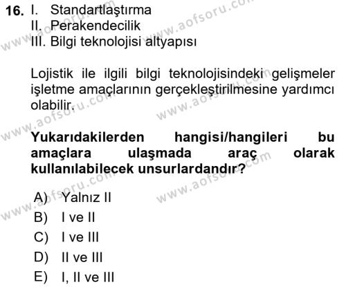 Elektronik Ticaret Dersi 2021 - 2022 Yılı Yaz Okulu Sınavı 16. Soru