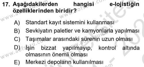 Elektronik Ticaret Dersi 2021 - 2022 Yılı Yaz Okulu Sınavı 17. Soru