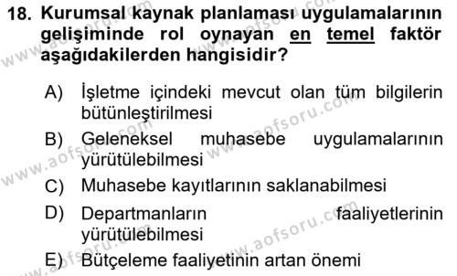 Elektronik Ticaret Dersi 2021 - 2022 Yılı Yaz Okulu Sınavı 18. Soru