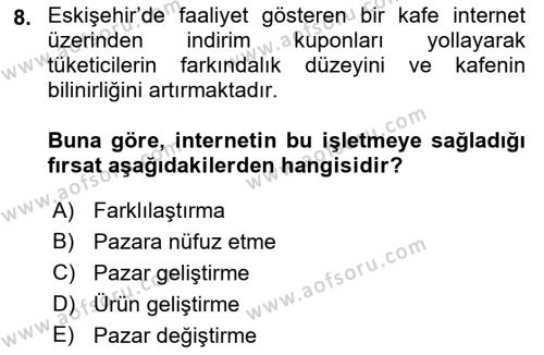 Elektronik Ticaret Dersi 2021 - 2022 Yılı Yaz Okulu Sınavı 8. Soru