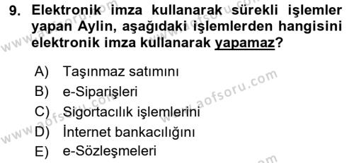 Elektronik Ticaret Dersi 2021 - 2022 Yılı Yaz Okulu Sınavı 9. Soru