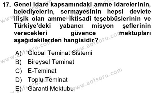 Gümrük Mevzuatı Dersi 2023 - 2024 Yılı Yaz Okulu Sınavı 17. Soru