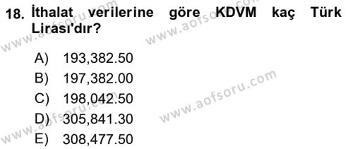 İhracat - İthalatta Örnek Olaylar Dersi 2015 - 2016 Yılı (Final) Dönem Sonu Sınavı 18. Soru