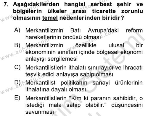 İthalat ve İhracat İşlemleri Dersi 2020 - 2021 Yılı Yaz Okulu Sınavı 7. Soru