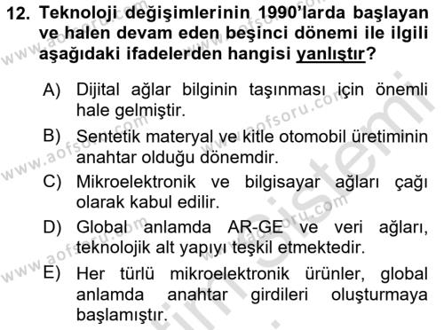 Dünya Ekonomisi Dersi 2019 - 2020 Yılı (Vize) Ara Sınavı 12. Soru