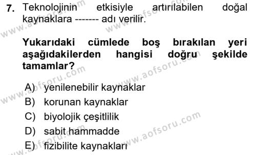 Dünya Ekonomisi Dersi 2019 - 2020 Yılı (Vize) Ara Sınavı 7. Soru