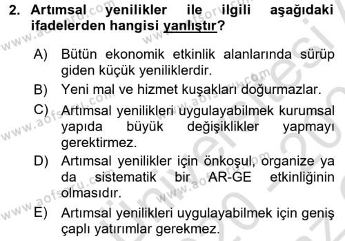 Dünya Ekonomisi Dersi 2020 - 2021 Yılı Yaz Okulu Sınavı 2. Soru