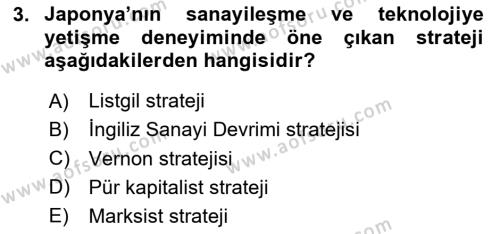 Dünya Ekonomisi Dersi 2020 - 2021 Yılı Yaz Okulu Sınavı 3. Soru