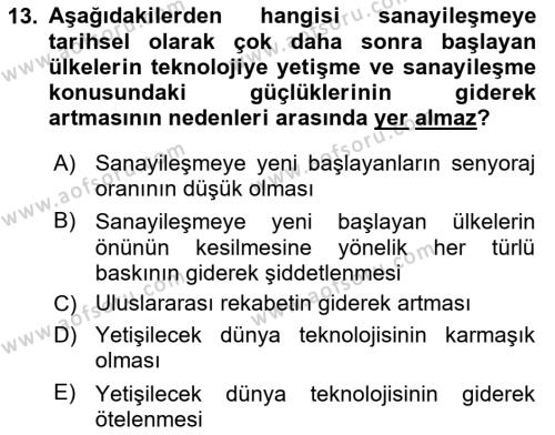 Dünya Ekonomisi Dersi 2021 - 2022 Yılı (Vize) Ara Sınavı 13. Soru