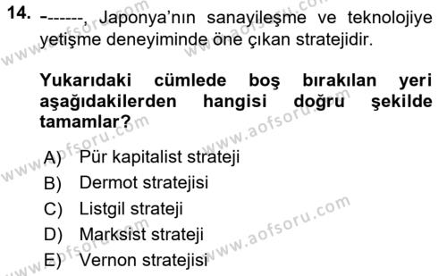 Dünya Ekonomisi Dersi 2021 - 2022 Yılı (Vize) Ara Sınavı 14. Soru