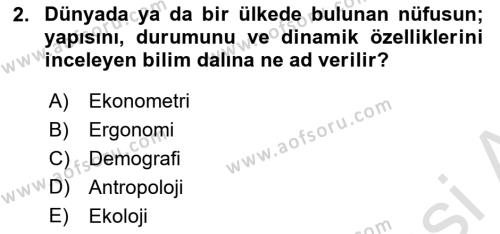 Dünya Ekonomisi Dersi 2021 - 2022 Yılı (Vize) Ara Sınavı 2. Soru