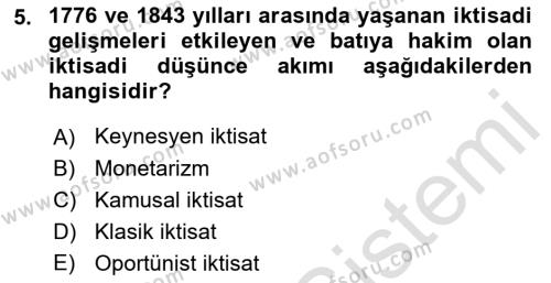 Dünya Ekonomisi Dersi 2021 - 2022 Yılı (Vize) Ara Sınavı 5. Soru