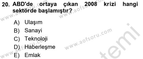 Dünya Ekonomisi Dersi 2022 - 2023 Yılı (Final) Dönem Sonu Sınavı 20. Soru